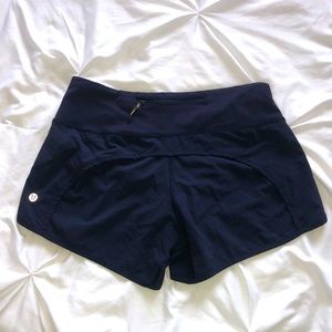 Navy Lululemon shorts with liner